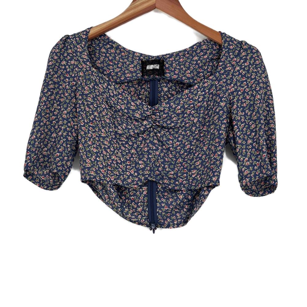 Reformation Eugenia Ditzy Floral Crop Top Blouse size 6 - Picture 6 of 13